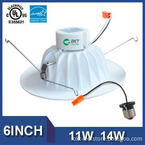 Factory wholesale UL ES 6inch 14w residential led recessed downlight